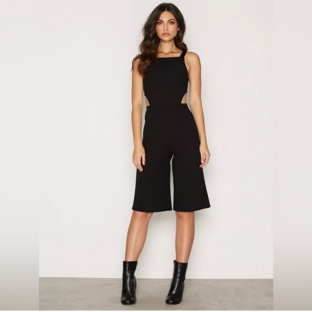 Topshop Wide Leg Culotte Jumpsuit With Cutouts Black Size US 6